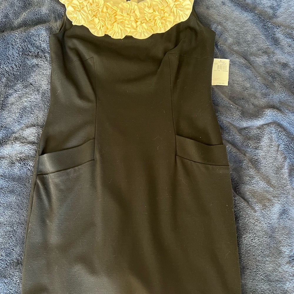 Taylor Black Dress with Ivory Floral Detail